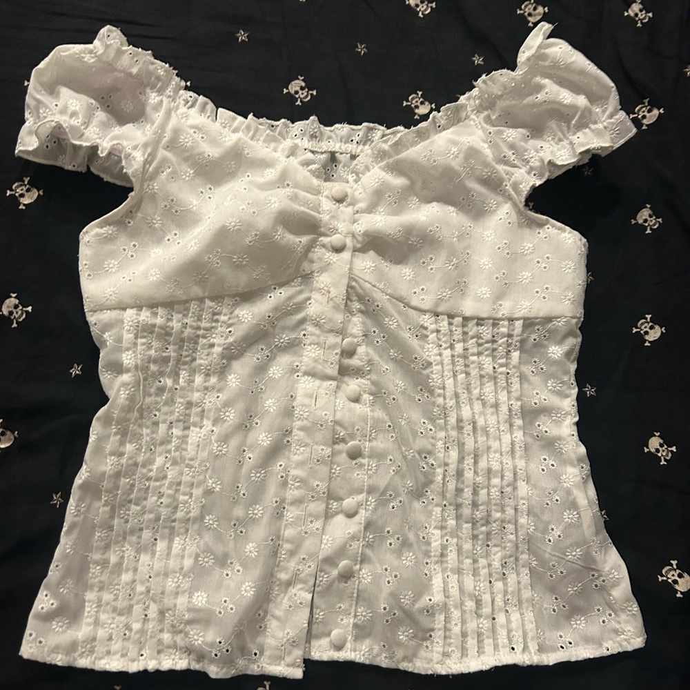 white button up top